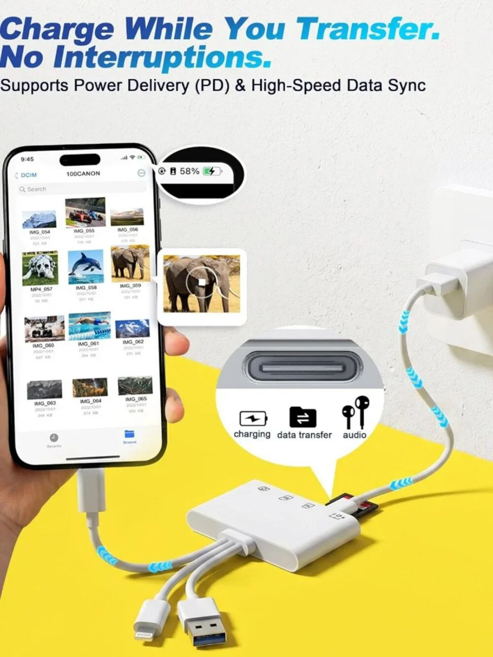 4-in-1 USB Flash Drive Adapter for iPhone & iPad - OTG, SD/Micro SD Slots